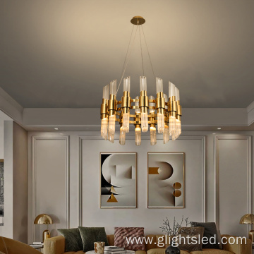 Luxury Villa Round Glass LED Chandelier Pendant Light